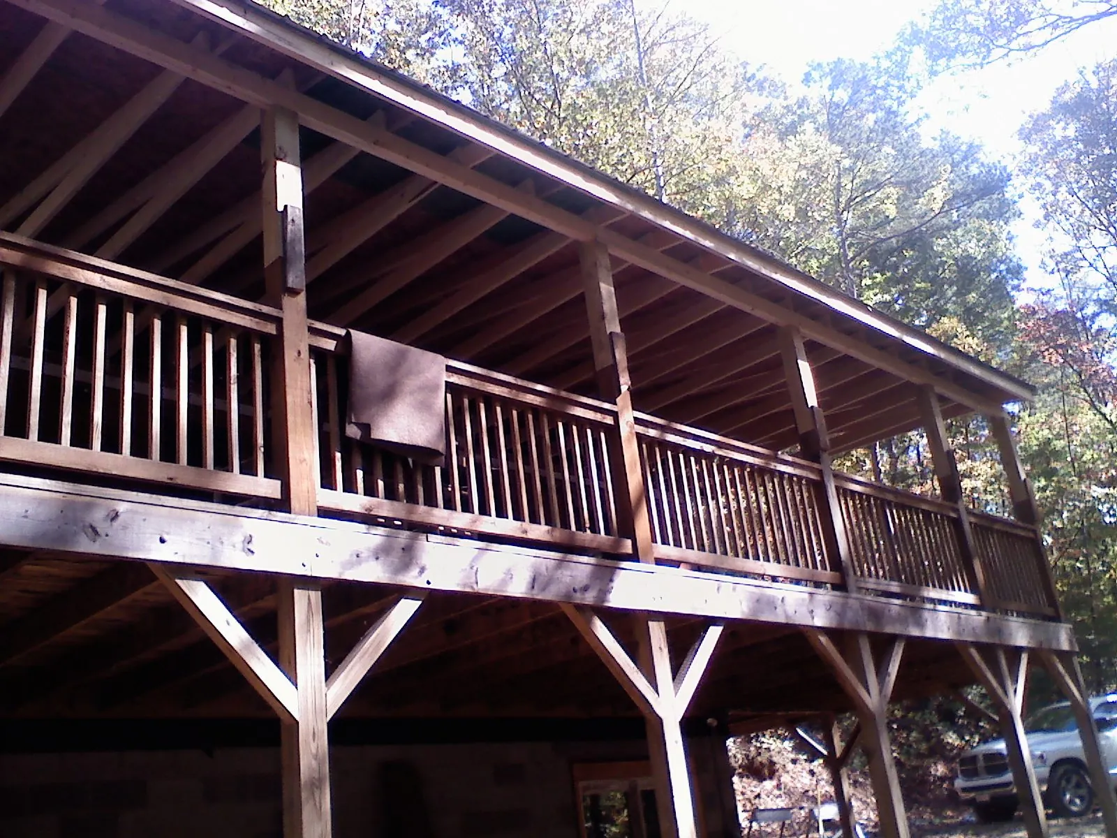 Timber framing under a new elevated porch and deck — Roof Leak Repair in Valley Springs by Roofing Brothers